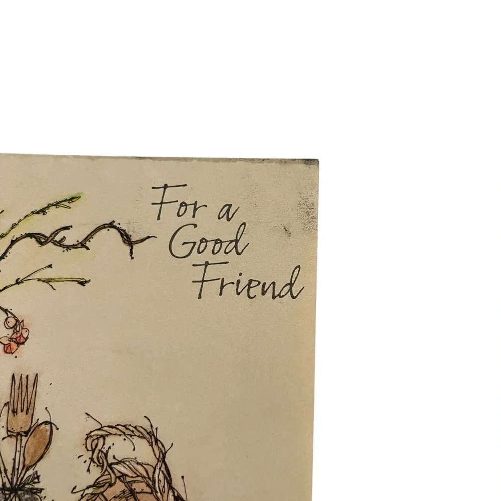 Unused Vintage Greeting Card Happy Birthday For a Good Friend Picnic Fall